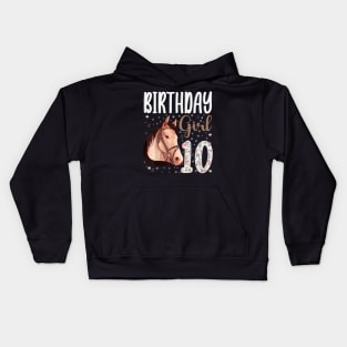 Horse Animal Lovers 10th Birthday Girl Kids Hoodie